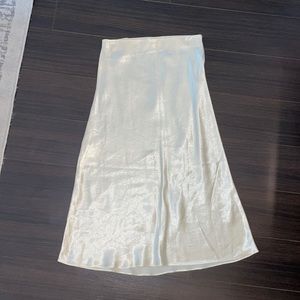 Yellow midi silk skirt